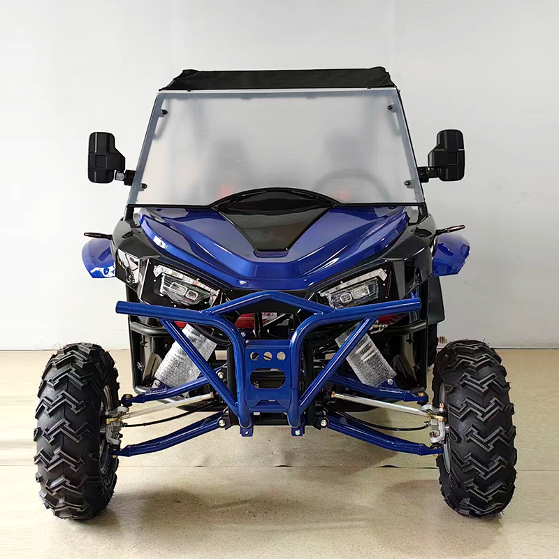 UTV de dos plazas con deflector de viento y techo