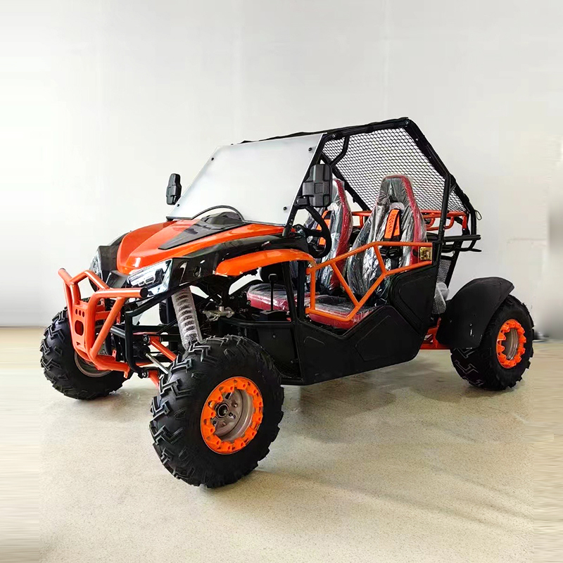 UTV de dos plazas con deflector de viento y techo
